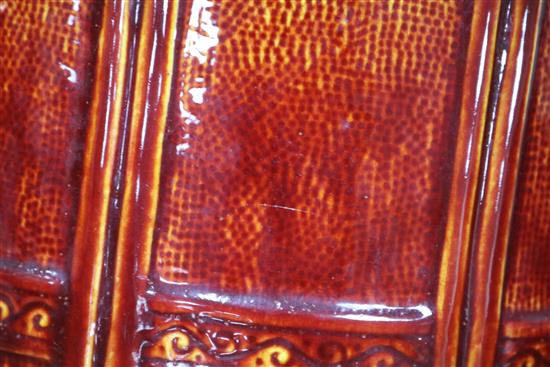 A Burmantofts russet glazed D section stick and umbrella stand